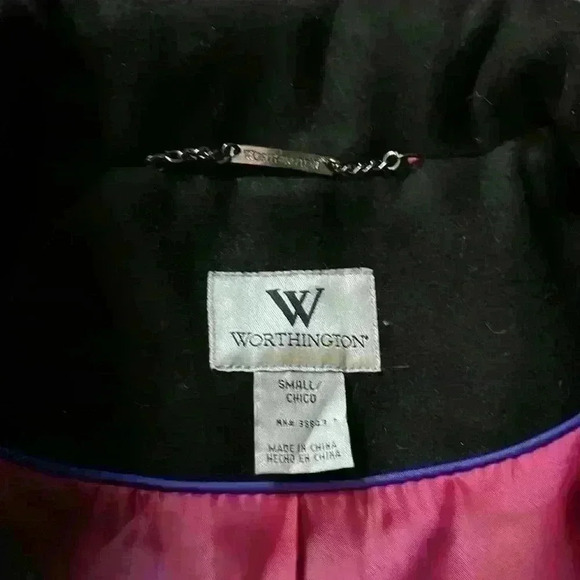 Worthington black,‎ double breasted swing coat. Size small - Picture 4 of 7